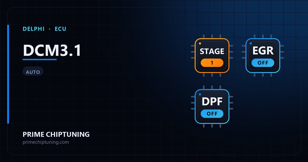 Solutions disponibles pour la famille d'ECU DELPHI DCM3.1 : Reprogrammation Stage 1, Suppression EGR, Suppression FAP (DPF)