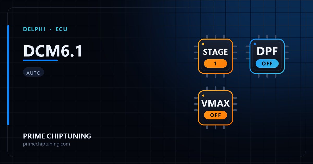 Solutions disponibles pour la famille d'ECU DELPHI DCM6.1 : Reprogrammation Stage 1, Suppression FAP (DPF), Suppression du limiteur de vitesse (Vmax)
