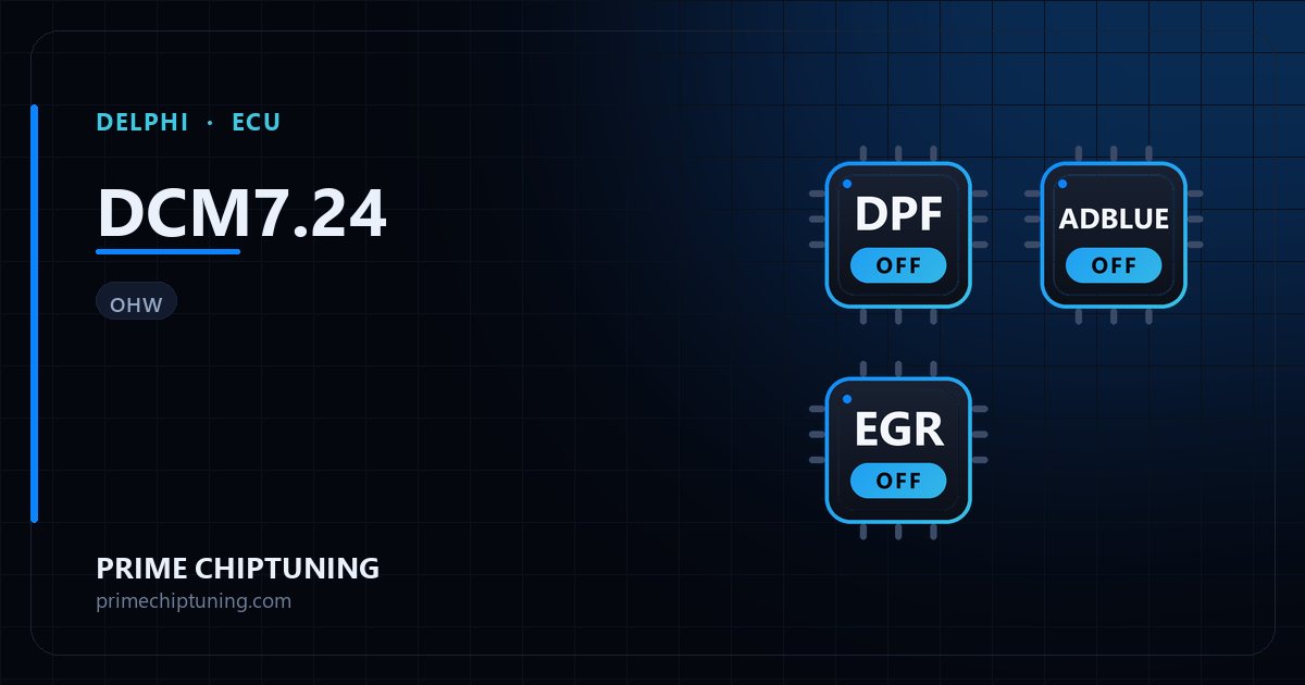 Verfügbare Lösungen für die ECU-Familie DELPHI DCM7.24: DPF-Deaktivierung, AdBlue-/SCR-Deaktivierung, AGR-Deaktivierung, Stage 1 Chiptuning