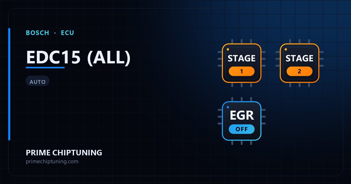 Solutions disponibles pour la famille d'ECU BOSCH EDC15 (ALL) : Reprogrammation Stage 1, Reprogrammation Stage 2, Suppression EGR