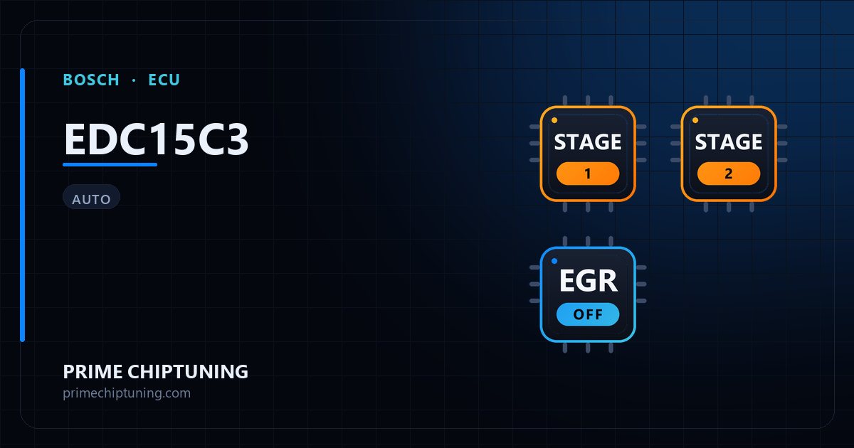 BOSCH EDC15C3 ECU ailesi için mevcut çözümler: Stage 1 Yazılım, Stage 2 Yazılım, EGR İptali