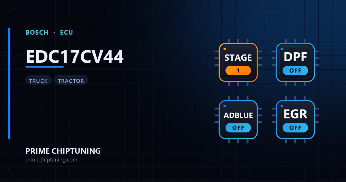 Verfügbare Lösungen für die ECU-Familie BOSCH EDC17CV44: Stage 1 Chiptuning, DPF-Deaktivierung, Stage 3 Chiptuning, AGR-Deaktivierung