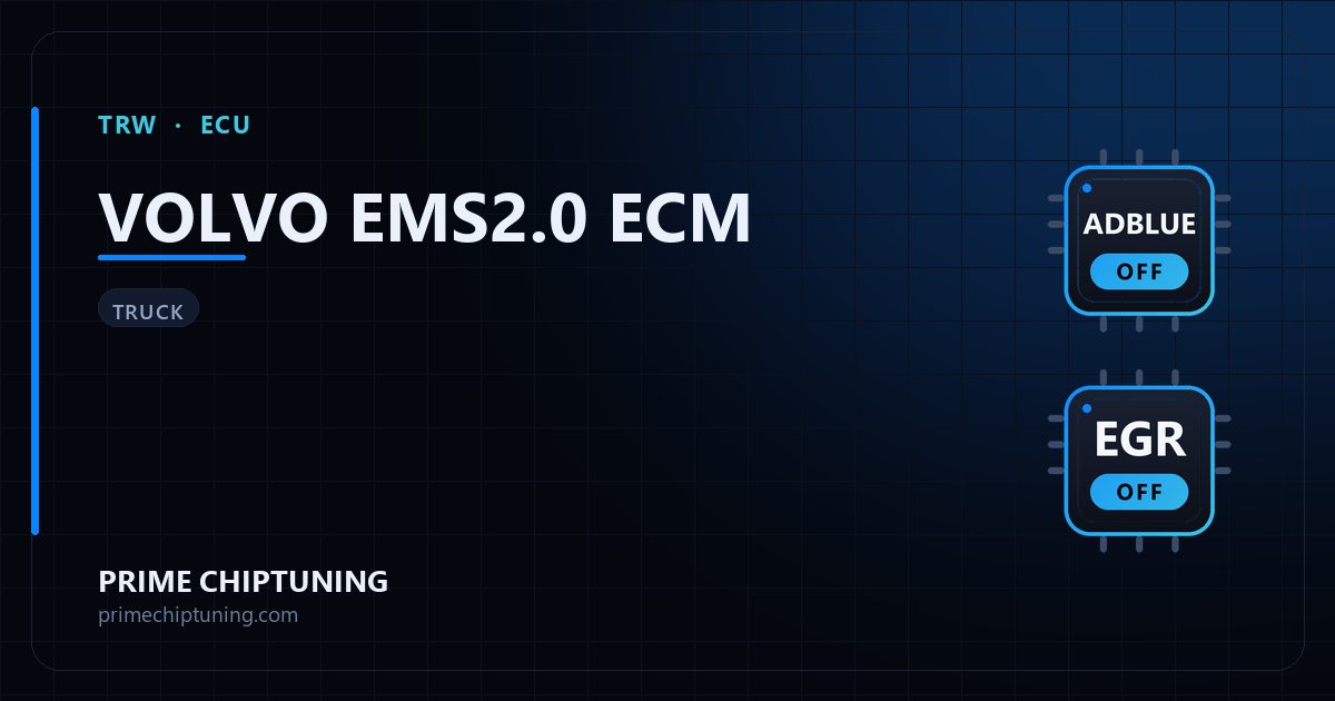 Solutions disponibles pour la famille d'ECU TRW VOLVO EMS2.0 ECM : Suppression AdBlue / SCR, Suppression EGR