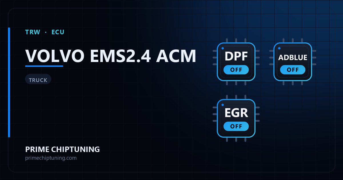 Solutions disponibles pour la famille d'ECU TRW VOLVO EMS2.4 ACM : Suppression FAP (DPF), Suppression EGR, Suppression AdBlue / SCR