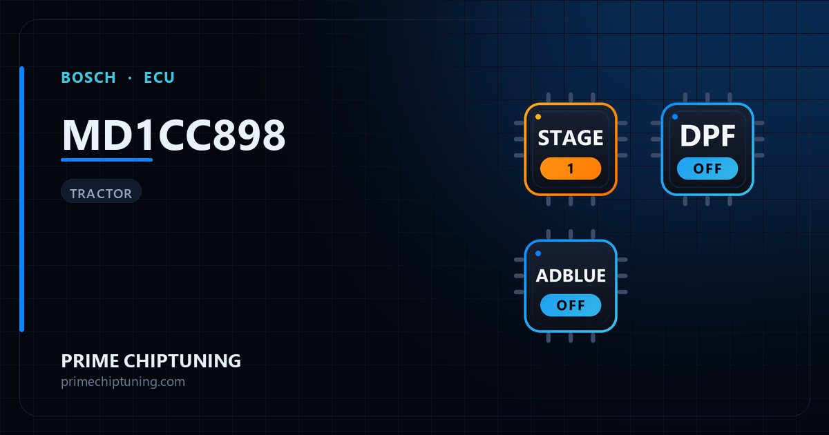 Verfügbare Lösungen für die ECU-Familie BOSCH MD1CC898: Stage 1 Chiptuning, DPF-Deaktivierung, AdBlue-/SCR-Deaktivierung
