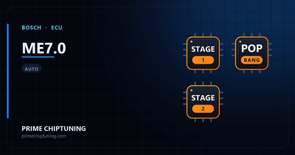 Solutions disponibles pour la famille d'ECU BOSCH ME7.0 : Reprogrammation Stage 1, Pop & Bang, Reprogrammation Stage 2