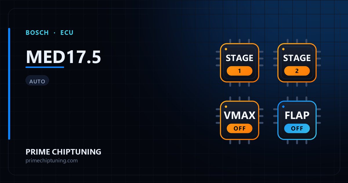 Verfügbare Lösungen für die ECU-Familie BOSCH MED17.5: Stage 1 Chiptuning, Stage 2 Chiptuning, Vmax-Aufhebung, Stage 3 Chiptuning