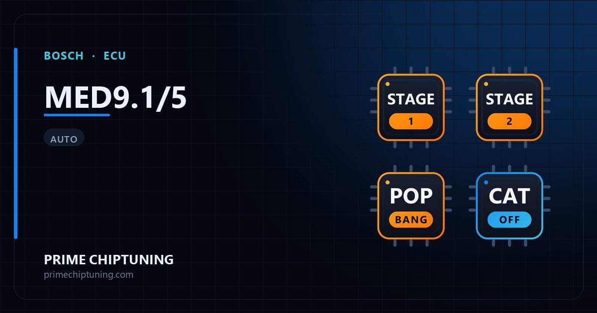 Solutions disponibles pour la famille d'ECU BOSCH MED9.1/5 : Reprogrammation Stage 1, Reprogrammation Stage 2, Pop & Bang, Suppression du limiteur de vitesse (Vmax)
