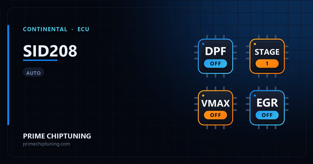 Verfügbare Lösungen für die ECU-Familie CONTINENTAL SID208: DPF-Deaktivierung, Stage 1 Chiptuning, Vmax-Aufhebung, AGR-Deaktivierung