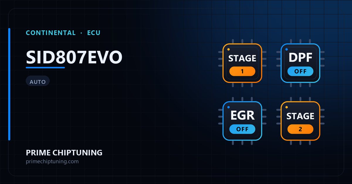 Verfügbare Lösungen für die ECU-Familie CONTINENTAL SID807EVO: Stage 1 Chiptuning, DPF-Deaktivierung, AGR-Deaktivierung, Stage 2 Chiptuning