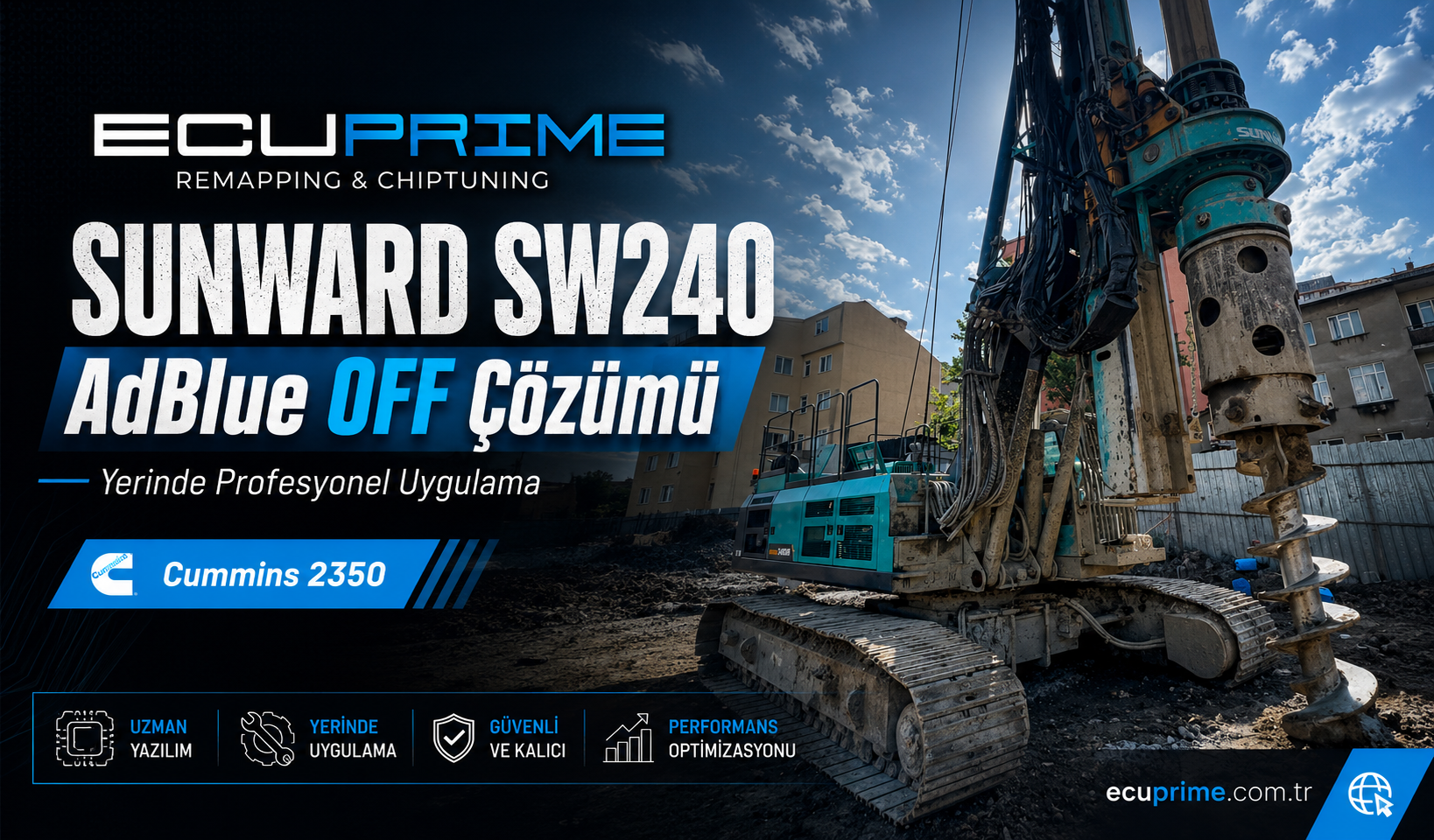 Sunward SW240 Cummins 2350 AdBlue OFF Çözümü | Yerinde İş Makinesi Arıza Yazılım Hizmeti