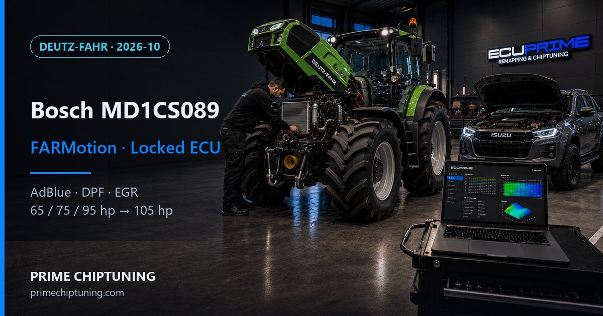 Deutz-Fahr Kilitli Bosch MD1CS089 Çözümü: FARMotion Traktörlerde AdBlue, DPF, EGR ve Güç Yazılımı